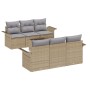Juego de Sofás de Jardín de 7 Piezas con Cojines Beige Poliratán de , Sofás de exterior - Ref: Foro24-3345250, Precio: 502,71...