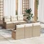 Juego de Sofá de Jardín de 7 Piezas con Cojines Beige Ratán Poliéster de , Sofás de exterior - Ref: Foro24-3345251, Precio: 5...