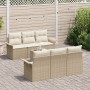 Juego de Sofá de Jardín de 7 Piezas con Cojines Beige Ratán Poliéster de , Sofás de exterior - Ref: Foro24-3345251, Precio: 5...