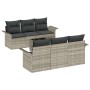 Juego de Sofá de Jardín de 7 Piezas con Cojines Gris Claro Poliratán de , Sofás de exterior - Ref: Foro24-3345252, Precio: 50...
