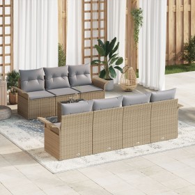 Juego de Sofás de Jardín de 8 Piezas con Cojines Beige Ratán Poliéster de , Sofás de exterior - Ref: Foro24-3345270, Precio: ...