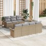 Juego de Sofás de Jardín de 8 Piezas con Cojines Beige Ratán Poliéster de , Sofás de exterior - Ref: Foro24-3345270, Precio: ...