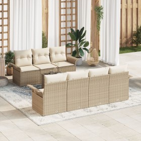 Conjunto de Sofá de Jardín de 8 Piezas con Cojines Beige Ratán Polipropileno de , Sofás de exterior - Ref: Foro24-3345271, Pr...