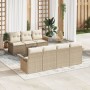 Conjunto de Sofá de Jardín de 8 Piezas con Cojines Beige Ratán Polipropileno de , Sofás de exterior - Ref: Foro24-3345271, Pr...