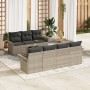 Conjunto de Sofás de Jardín de 8 Piezas con Cojines Gris Claro Poliratán de , Sofás de exterior - Ref: Foro24-3345272, Precio...