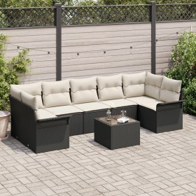 Conjunto de sofá de jardín de 8 piezas con cojines Negros de polirratán de , Sofás de exterior - Ref: Foro24-3345277, Precio:...