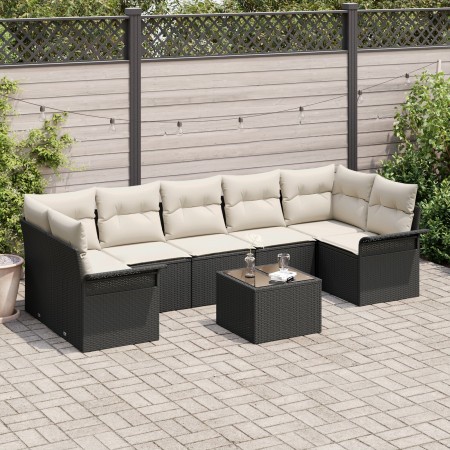 Conjunto de sofá de jardín de 8 piezas con cojines Negros de polirratán de , Sofás de exterior - Ref: Foro24-3345277, Precio:...