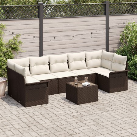 Juego de Sofá de Jardín de 8 Piezas con Cojines Marrón de Ratán de , Sofás de exterior - Ref: Foro24-3345278, Precio: 563,32 ...