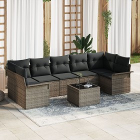 Juego de Sofá de Jardín de 8 Piezas con Cojines Gris Ratán Poliéster de , Sofás de exterior - Ref: Foro24-3345279, Precio: 51...