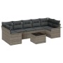 Juego de Sofá de Jardín de 8 Piezas con Cojines Gris Ratán Poliéster de , Sofás de exterior - Ref: Foro24-3345279, Precio: 51...