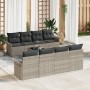 Conjunto de Sofás de Jardín de 9 Piezas con Cojines Gris Claro Ratán de Polietileno de , Sofás de exterior - Ref: Foro24-3345...