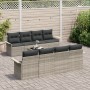Conjunto de Sofás de Jardín de 9 Piezas con Cojines Gris Claro Ratán de Polietileno de , Sofás de exterior - Ref: Foro24-3345...