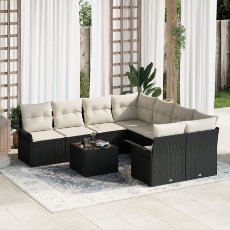 Conjunto de Sofás de Jardín de 9 Piezas con Cojines Negro Poliratán de , Sofás de exterior - Ref: Foro24-3345297, Precio: 525...
