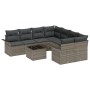 Conjunto de Sofás de Jardín de 9 Piezas con Cojines Gris Ratán Poliéster de , Sofás de exterior - Ref: Foro24-3345299, Precio...
