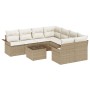 Juego de Sofás de Jardín de 9 Piezas con Cojines Beige de Polirratán de , Sofás de exterior - Ref: Foro24-3345301, Precio: 62...