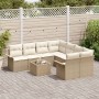 Juego de Sofás de Jardín de 9 Piezas con Cojines Beige de Polirratán de , Sofás de exterior - Ref: Foro24-3345301, Precio: 62...