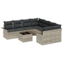 Juego de Sofá de Jardín de 9 Piezas con Cojines Gris Claro de Ratán Sintético de , Sofás de exterior - Ref: Foro24-3345302, P...