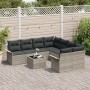 Juego de Sofá de Jardín de 9 Piezas con Cojines Gris Claro de Ratán Sintético de , Sofás de exterior - Ref: Foro24-3345302, P...