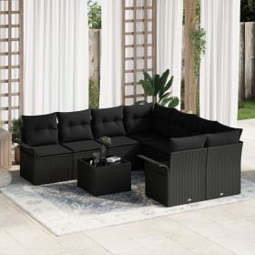 Set de Sofás de Jardín de 9 Piezas con Cojines Negro Poliratán de , Sofás de exterior - Ref: Foro24-3345303, Precio: 584,21 €...