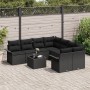 Set de Sofás de Jardín de 9 Piezas con Cojines Negro Poliratán de , Sofás de exterior - Ref: Foro24-3345303, Precio: 584,21 €...
