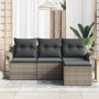 Conjunto de Sofá de Jardín de 4 Piezas con Cojines Grises de Ratán de , Sofás de exterior - Ref: Foro24-3345309, Precio: 261,...