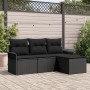 Conjunto de Sofá de Jardín de 4 Piezas con Cojines Negro Poliratán de , Sofás de exterior - Ref: Foro24-3345313, Precio: 261,...