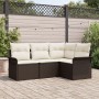 Set de Sofá de Jardín de 4 Piezas con Cojines Marrón Poliratán de , Sofás de exterior - Ref: Foro24-3345338, Precio: 314,58 €...