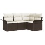 Set de Sofá de Jardín de 4 Piezas con Cojines Marrón Poliratán de , Sofás de exterior - Ref: Foro24-3345338, Precio: 314,58 €...
