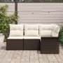 Set de Sofá de Jardín de 4 Piezas con Cojines Marrón Poliratán de , Sofás de exterior - Ref: Foro24-3345338, Precio: 314,58 €...