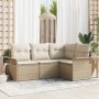 Conjunto de sofá de jardín de 4 piezas con cojines Beige Ratán sintético de , Sofás de exterior - Ref: Foro24-3345341, Precio...