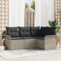 Conjunto de Sofá de Jardín de 4 Piezas con Cojines Gris Claro Polirratán de , Sofás de exterior - Ref: Foro24-3345342, Precio...