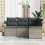 Conjunto de Sofá de Jardín de 4 Piezas con Cojines Gris Claro Polirratán de , Sofás de exterior - Ref: Foro24-3345342, Precio...