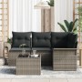 Conjunto de Sofá de Jardín de 4 Piezas con Cojines Ratán Poliéster Negro de , Sofás de exterior - Ref: Foro24-3345349, Precio...