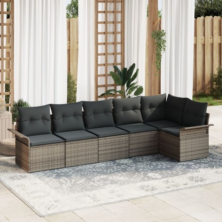 Conjunto de sofá de jardín de 6 piezas con cojines gris poliratán de , Sofás de exterior - Ref: Foro24-3345379, Precio: 397,9...