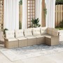 VidaXL Juego de Sofá de Jardín de 6 Piezas con Cojines Beige de Ratán Sintético de , Sofás de exterior - Ref: Foro24-3345381,...