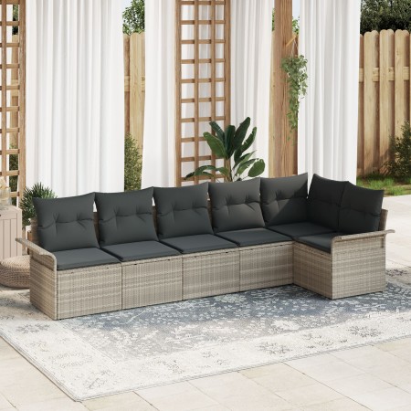 Juego de Sofá con Cojines de 6 Piezas Gris Claro de Polirratán de , Sofás de exterior - Ref: Foro24-3345382, Precio: 433,36 €...