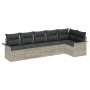 Juego de Sofá con Cojines de 6 Piezas Gris Claro de Polirratán de , Sofás de exterior - Ref: Foro24-3345382, Precio: 433,36 €...