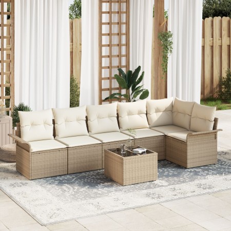 Juego de Sofá de Jardín de 7 Piezas con Cojines Marrón Poliratán de , Sofás de exterior - Ref: Foro24-3345391, Precio: 480,88...