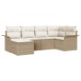 Set de Sofás de Jardín de 6 Piezas con Cojines Beige Ratán Poliéster de , Sofás de exterior - Ref: Foro24-3345431, Precio: 42...