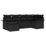 Conjunto de Sofá de Jardín de 6 Piezas con Cojines Negro Polirratán de , Sofás de exterior - Ref: Foro24-3345433, Precio: 397...