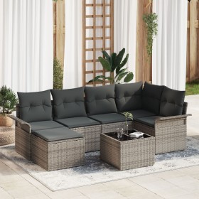 Conjunto de sofá de jardín de 6 partes con cojines de ratán sintético negro de , Sofás de exterior - Ref: Foro24-3345439, Pre...