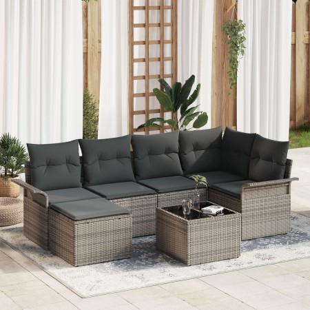 Conjunto de sofá de jardín de 6 partes con cojines de ratán sintético negro de , Sofás de exterior - Ref: Foro24-3345439, Pre...