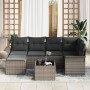 Conjunto de sofá de jardín de 6 partes con cojines de ratán sintético negro de , Sofás de exterior - Ref: Foro24-3345439, Pre...