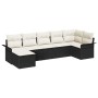Conjunto de sofá de jardín de 7 piezas con cojines Ratán Poliéster Negro de , Sofás de exterior - Ref: Foro24-3345447, Precio...