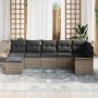 Juego de Sofá de Jardín de 7 Piezas con Cojines Gris Poliratán de , Sofás de exterior - Ref: Foro24-3345449, Precio: 441,66 €...