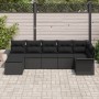 Set de Sofá de Jardín de 7 Piezas con Cojines Negro Poliratán de , Sofás de exterior - Ref: Foro24-3345453, Precio: 460,74 €,...