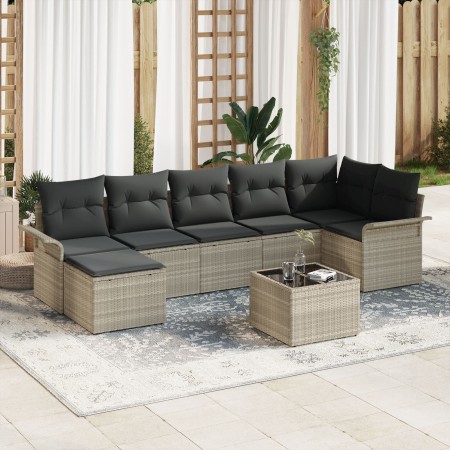 Conjunto de Sofás de Jardín de 8 Piezas con Cojines Gris Poliratán de , Sofás de exterior - Ref: Foro24-3345462, Precio: 535,...
