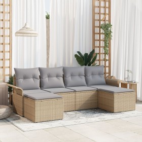 Set de sofá de jardín de 6 piezas con cojines color beige de ratán versátil de , Sofás de exterior - Ref: Foro24-3345470, Pre...