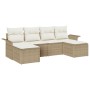 Juego de Sofá de Jardín de 6 Piezas con Cojines Beige de Rattan Poliéster de , Sofás de exterior - Ref: Foro24-3345471, Preci...