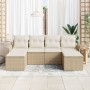 Juego de Sofá de Jardín de 6 Piezas con Cojines Beige de Rattan Poliéster de , Sofás de exterior - Ref: Foro24-3345471, Preci...